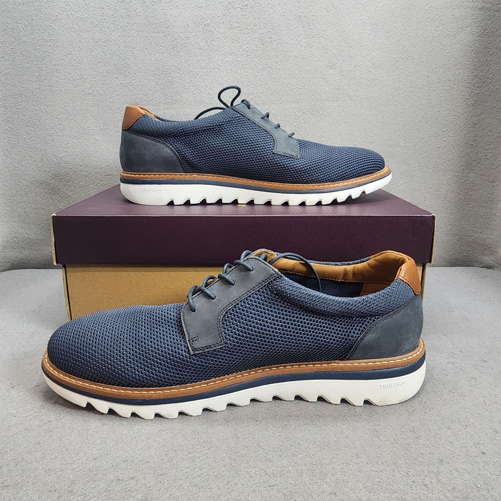 Johnston & Murphy Algood Knit Oxford Navy Leather TRUFOAM Mens 11 NIB